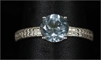 AQUAMARINE STERLING SILVER 7.5 SIZE RING
