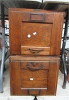 (2) Antique wood file cabinets by Shaw Walker.
