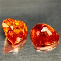 Natural Orange Spessartite Garnet Heart Pair 4.18