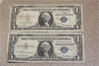 Lot of 2 1957 Blue Seal $1.00 Star Note
