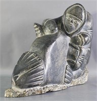 Large Soapstone Carving of Inuit Hunter