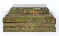 ANTIQUE LACQUERED CHINOISERIE JEWELRY BOX