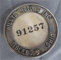 Willy's Motor Inc #91257 Toledo, OH. Original