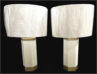 PR OF CONTEMPORARY BRASS AND FAUX ALABASTER LAMPS