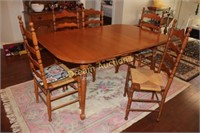 Wooden Table & 5 Chairs, 2 Leaf`s