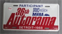 New 36th Auto Rama 1988 License Plate Participant.