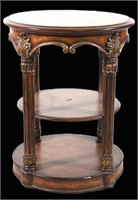 3 TIER ROUND TABLE WITH LEATHER TOP