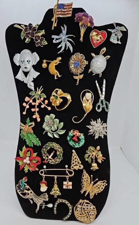 (27) Vintage Costume Jewelry Pins