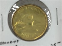 Canada $1 Loonie 2012 Ms-65 Security Stamp