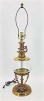 Vintage Etched Glass & Metal Lamp