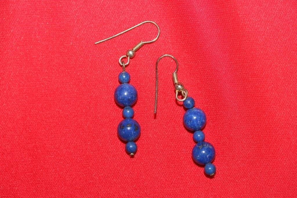A Sterling and Lapis Lazuli Earrings