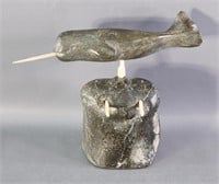 Inuit Sculpture of Narwhal and Walrus