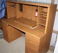 press wood desk & 6' shelf