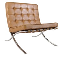 KNOLL BARCELONA CHAIR STAINLESS / TAN VOLO LEATHER