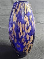 Art Glass Vase Cobalt Blue With Gold