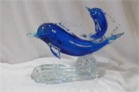 An Art Glass Dolphin Statue