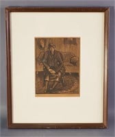 Signed Etching Titled 'The Visitor'