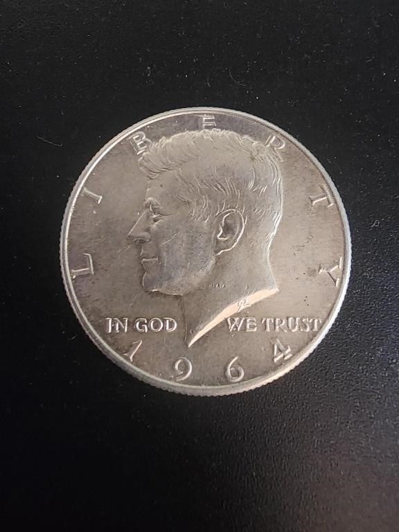 1964 Kennedy Half Dollar 90% Silver Coin.