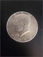 1964 Kennedy Half Dollar 90% Silver Coin.