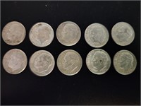 $1 face Silver Dimes 90% coins 1960, 1962, 1963,