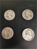 $1 face 90% silver quarters coins 1939, 1942,