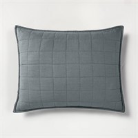 Linen Quilt Pillow Sham Dark Gray - Casaluna