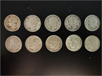 $1 face Silver Dimes 90% coins 1939, 1941, 1944,