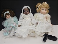 3 Porcelain Baby Dolls 14" to 21' high