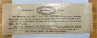 Vintage Sheffield advertising paper knife wrap