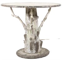 METAL OUTDOOR TABLE WITH TREE TRUNK BASE