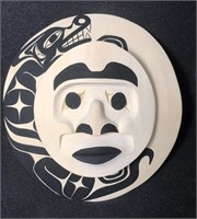 West Coast Native Moon Mask with Wolf Spirit