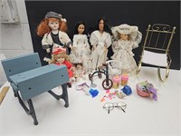 Lot of Dolls & Some Accessories