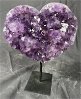 AMETHYST HEART WITH LARGE DEEP PURPLE CRYSTALS