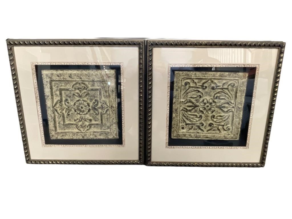 India Tile II and India Tile IV Framed Art Pair