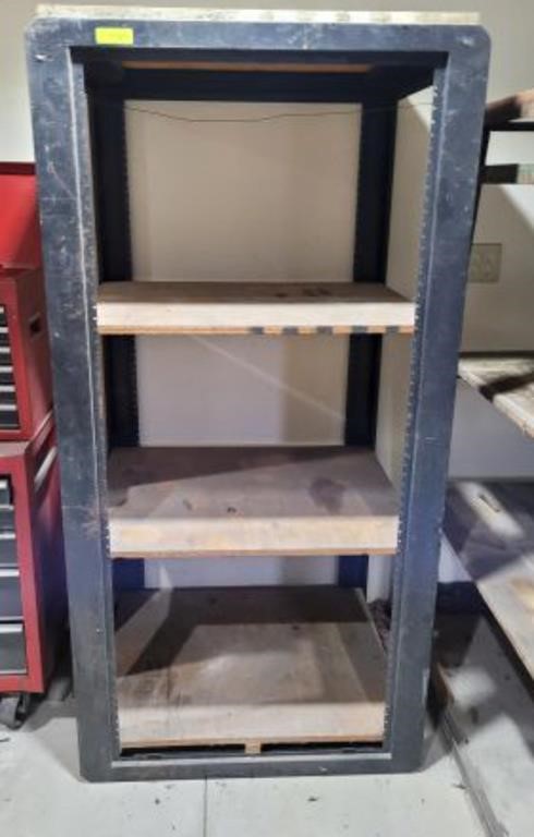4 TIER WOOD AND METAL SHELVING UNIT