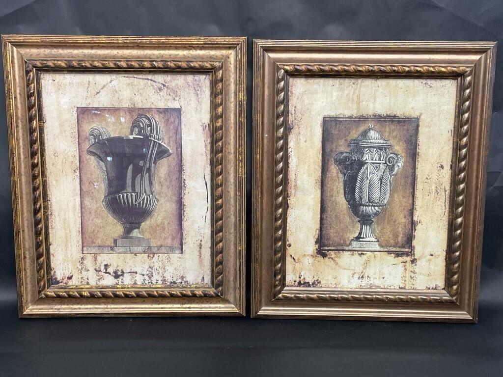 Framed Urn Painting Pair