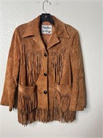 Vintage Pioneer Wear Fringe Leather Jacket