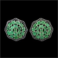 Natural Unheated Emerald  Sapphire Earrings