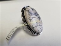 Nice Dendrite opal german silver ring nwt