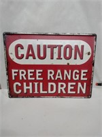 Cautious children metal sign 16x12