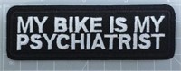 Iron on patch "my bike is my psychiatrist"
