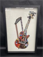 EdgeHome Framed Magazine Collage Art Guitar