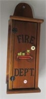 Wooden Fire Box Holds Fire Extinguisher. Vintage.