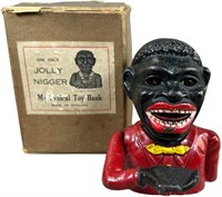 BOXED JOLLY MAN MECHANICAL BANK