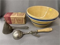 Stoneware Mixing Bowl, Planters, Ice Cream Dippers