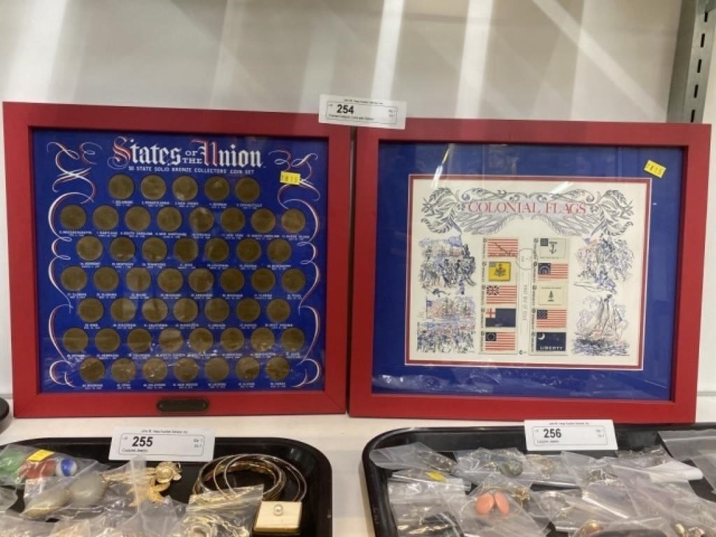 Framed Collector Coins with Stamps
