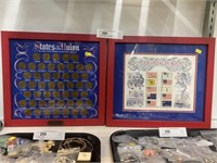 Framed Collector Coins with Stamps