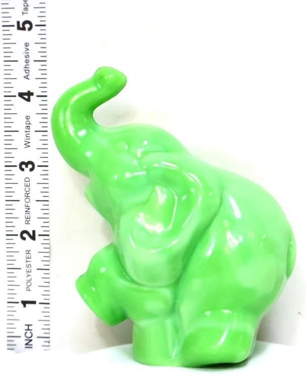 Fenton green slag elephant figure
