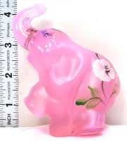Fenton pink opalescent elephant w/ flowers