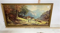Vintage Framed Print Swiss Alps, Mountains, Rural